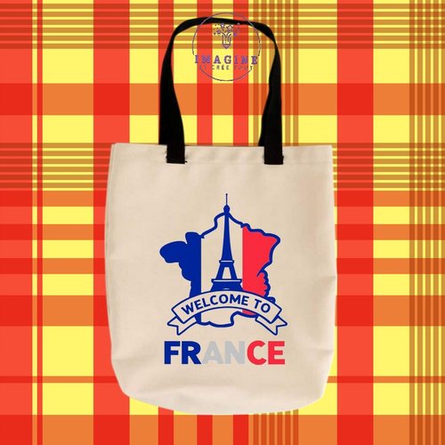 Tote bag personnalisable m - france - paris - tour eiffel - bleu blanc rouge - fête nationale - 14 juillet
