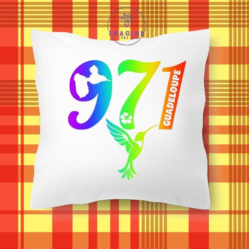 Taie personnalisé - lit - sommeil - sublimation - 971 - guadeloupe - colibri - hibiscus - carte - karukera - arc en ciel