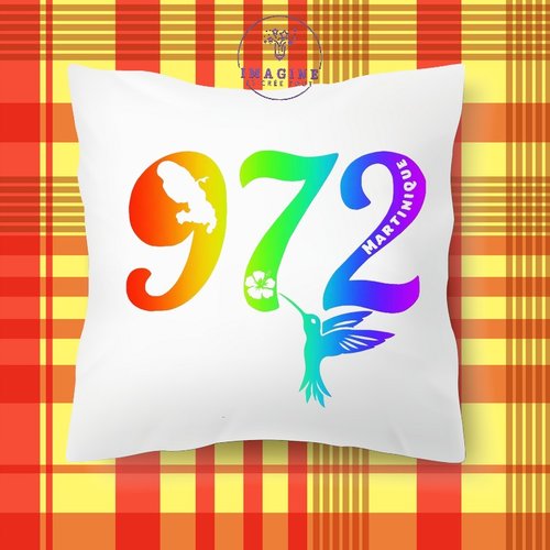 Taie personnalisé - lit - sommeil - sublimation - 972 - martinique - colibri - hibiscus - carte - madinina - arc en ciel