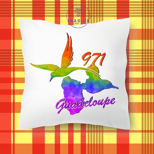 Taie personnalisé - lit - sommeil - sublimation - carte guadeloupe - colibri - 971 - arc en ciel