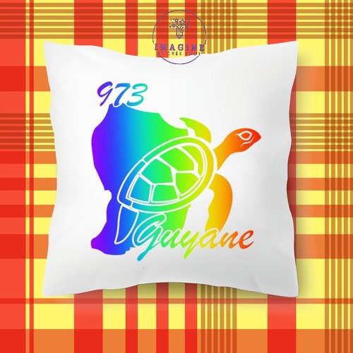 Taie personnalisé - lit - sommeil - sublimation - carte guyane - tortue - 973 - arc en ciel