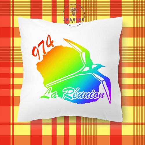 Taie personnalisé - lit - sommeil - sublimation - 974 - carte de la réunion - paille en queue - arc en ciel