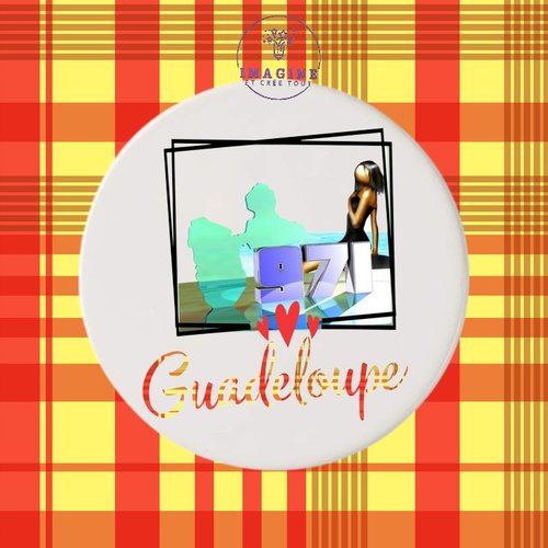 Sous verre en céramique - 971 - guadeloupe - silhouette - carte - cadre - frame - madras