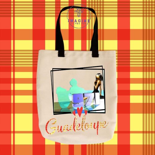 Tote bag personnalisable m - 971 - guadeloupe - silhouette - carte - cadre - frame - madras
