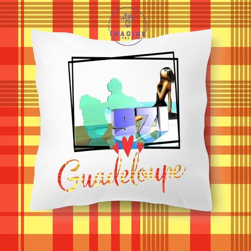Taie personnalisé - lit - sommeil - sublimation - 971 - guadeloupe - silhouette - carte - cadre - frame - madras
