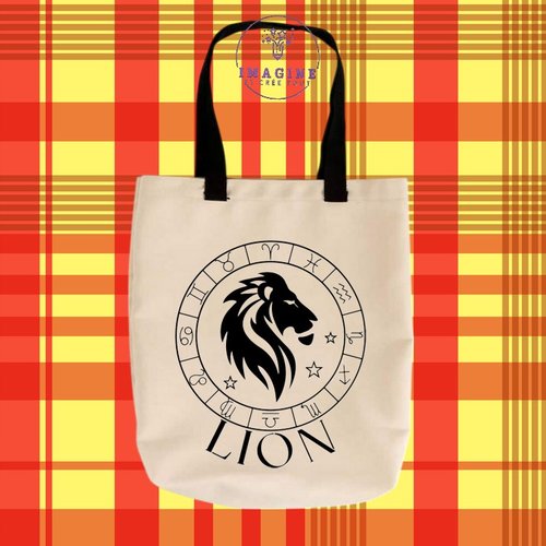 Tote bag personnalisable m - signe astrologique, lion - constellation - horoscope