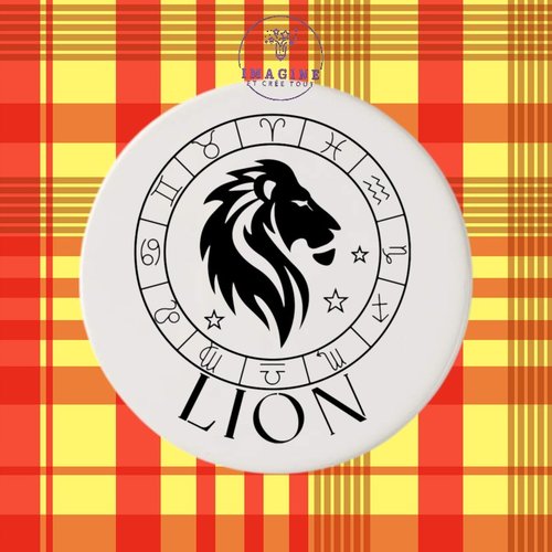 Sous verre en céramique - sublimation - signe astrologique, lion - constellation - horoscope