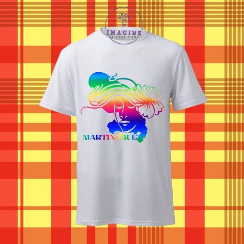 T-shirt personnalisé pour homme - ras du cou - sublimation - carte - martinique - 972 - madinina - fort de france - soleil