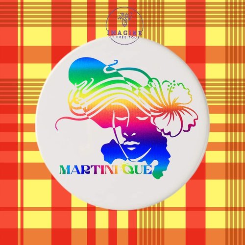 Sous verre en céramique - sublimation - carte - martinique - 972 - madinina - montagne pelé - soleil - silhouette
