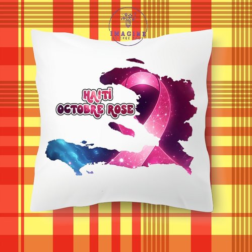 Taie personnalisé - lit - sommeil - sublimation - carte haïti - port au prince - octobre rose - espoir - prévention - hope
