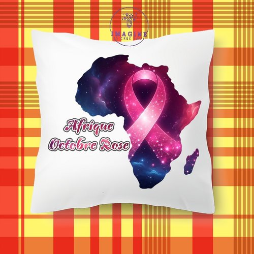 Taie personnalisé - lit - sommeil - sublimation - carte afrique - continent - octobre rose - espoir - prévention - hope