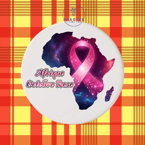Sous verre en céramique - sublimation - carte afrique - continent - octobre rose - espoir - prévention - hope
