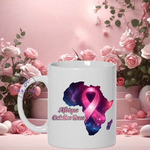 Mug - tasse - sublimation - carte afrique - continent - octobre rose - espoir - prévention - hope
