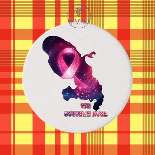Sous verre en céramique - sublimation - octobre rose - 972 - martinique - survivre - fort de france - hope - carte - espoir