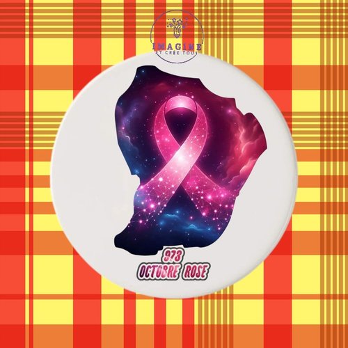 Sous verre en céramique - sublimation - octobre rose - carte guyane - solidarité - survivre - espoir - 973 - hope