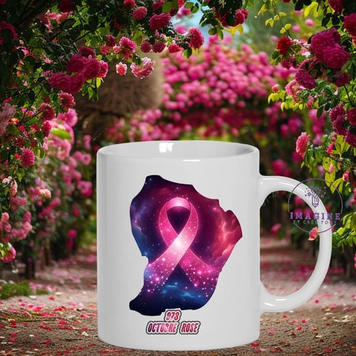 Mug - tasse - sublimation - octobre rose - 972 - martinique - survivre - fort de france - hope - espoir - prévention
