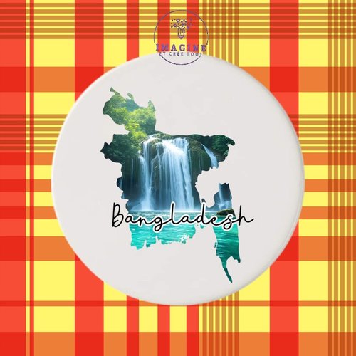 Sous verre en céramique - sublimation - bangladesh - cascade de madhabkund - carte - pont de bangabandhu