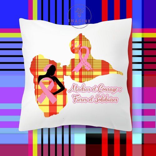 Taie personnalisé - lit - sommeil - sublimation - guadeloupe - octobre rose - prévention - femme - espoir - hope - madras
