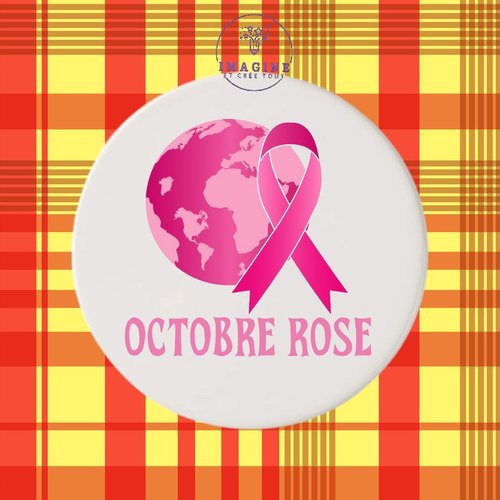 Sous verre en céramique - sublimation - karukera - guadeloupe - 971 - octobre rose - femme - nœud - espoir - hope