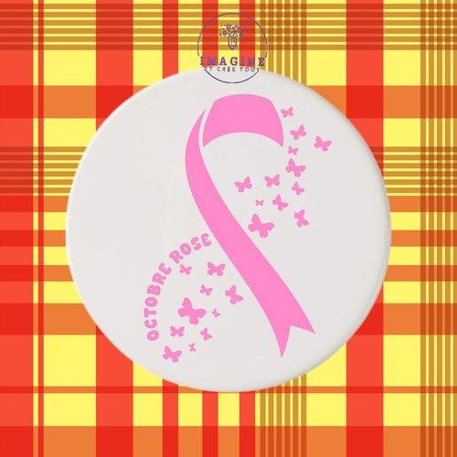 Sous verre en céramique - sublimation - femme - octobre rose - papillons - prévention - dépistage - espoir - hope
