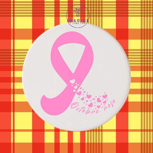 Sous verre en céramique - sublimation - femme - octobre rose - papillons - prévention - dépistage - espoir - hope