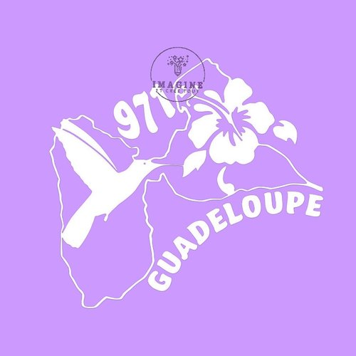 Sticker - carte de la guadeloupe - colibri - hibiscus - 971 - karukera - gwada - vinyle blanc brillant haute qualité