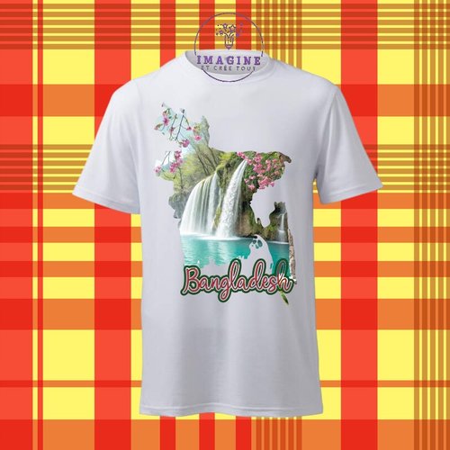 T-shirt personnalisé pour homme - ras du cou - sublimation - bangladesh - cascade de madhabkund - carte