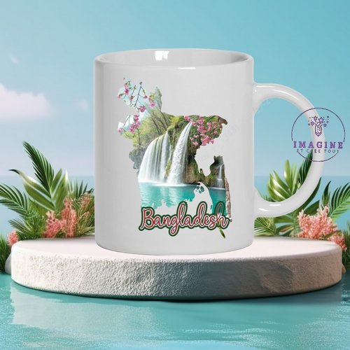 Mug - tasse - sublimation -  bangladesh - cascade de madhabkund - carte - pont de bangabandhu