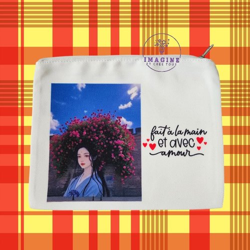 Trousse - maquillage - sublimation - ink - infusible - personnalisation - tête fleurie - rosiers