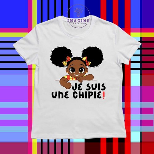 T-shirt personnalisé pour jeunes - col rond - sublimation - fille - chipie - enfant - kids - madras