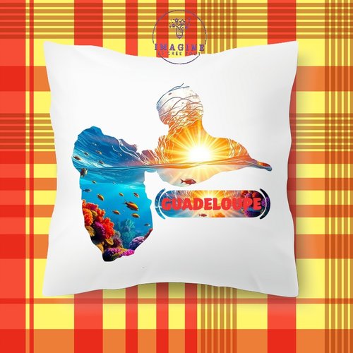 Taie personnalisé - lit - sommeil - sublimation - carte - guadeloupe - karukera - fond marin - corail - tropique - 971
