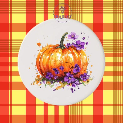 Sous verre en céramique - sublimation - octobre - halloween - fantôme - citrouille - déguisement - bonbons