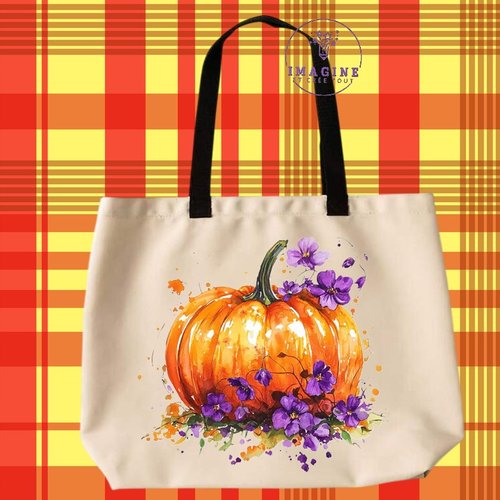 Tote bag taille l - sublimation - octobre - halloween - fantôme - citrouille - déguisement - bonbons