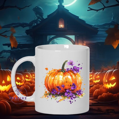 Mug - tasse - sublimation - octobre - halloween - fantôme - citrouille - déguisement - bonbons
