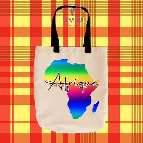 Tote bag taille m - sublimation - afrique - continent - arc en ciel - ethiopie - cameron - carte - kenya - nigéria - zambie