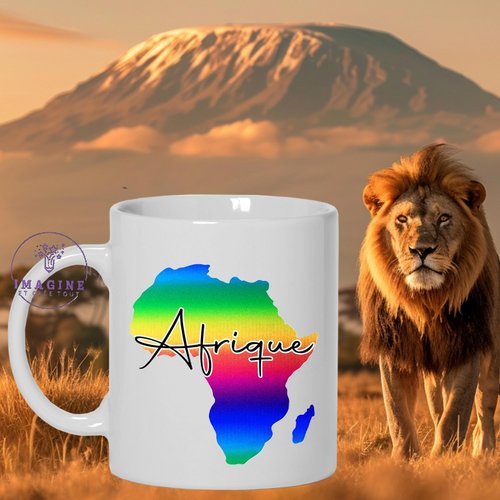 Mug - tasse - sublimation - afrique - continent - arc en ciel - ethiopie - cameron - carte - nigéria - zambie - kenya