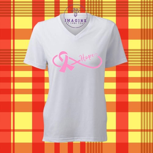 T-shirt personnalisé pour femme - col v - sublimation - octobre rose - infinity - prévention - hopes - nœuds