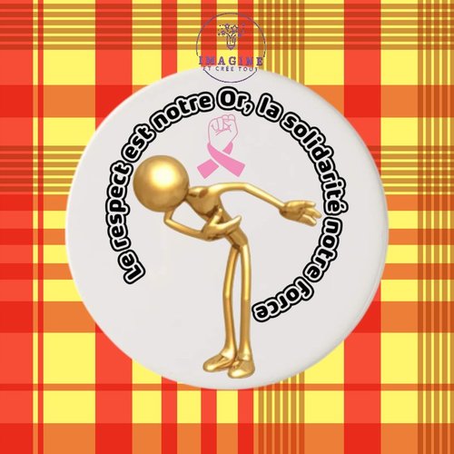 Sous verre en céramique - sublimation - solidarité - respect - or - ruban rose - force - octobre - combat - prévention