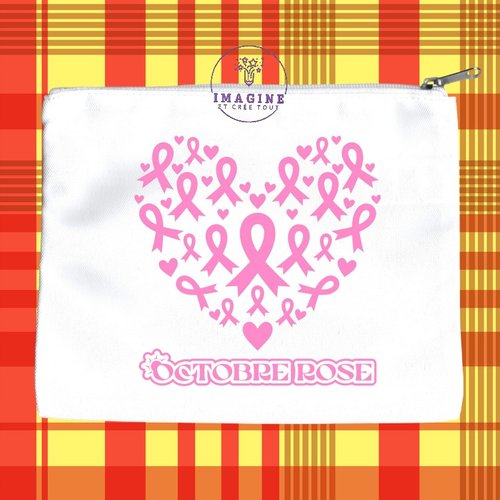 Trousse l - maquillage - sublimation - octobre rose - nœuds - cœurs - prévention - dépistage - femme - combat - hope