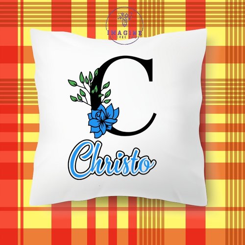 Taie personnalisé - lit - sommeil - sublimation - initiale - prénom - fleurs - bleues - surnom - personnalisation - mixte