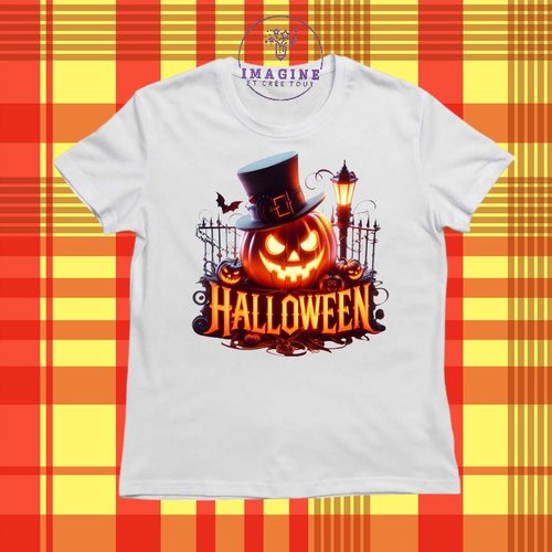 T-shirt personnalisé pour jeunes - col rond - sublimation - halloween - bonbons - candy - citrouille - déguisement