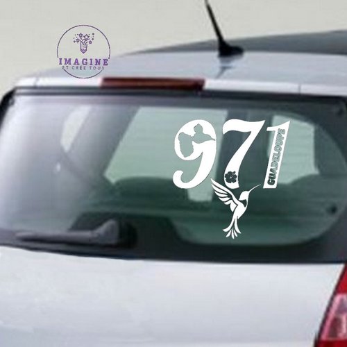 Sticker - 971 - guadeloupe - gwada - pointe à pitre - sticker inversé - pose vitre intérieure - vinyle blanc permanent