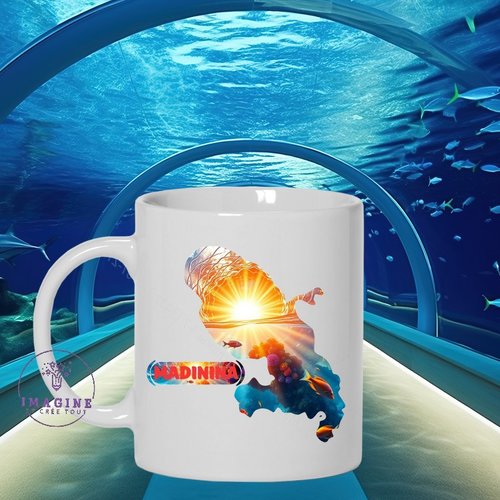 Mug - tasse - sublimation - carte martinique - madinina - fort de france - fond marin - 972