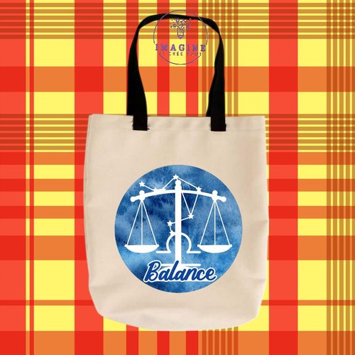 Tote bag taille m - sublimation - signe de la balance - horoscope - constellation - ciel