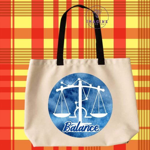 Tote bag taille l - sublimation - signe de la balance - horoscope - constellation - ciel