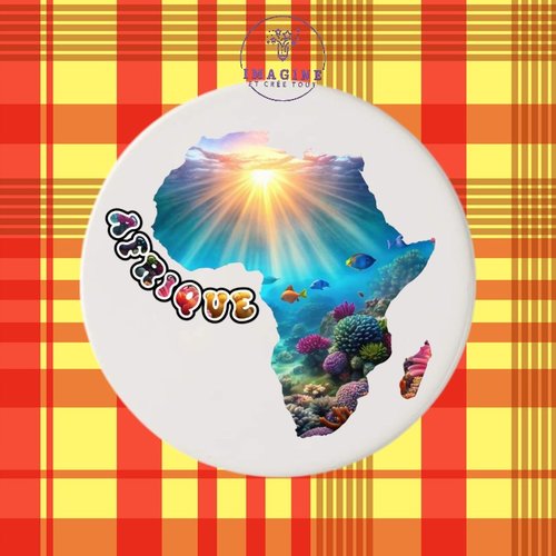 Sous verre en céramique - sublimation - carte afrique - fond marin - continent - cameroun - kenya - savane