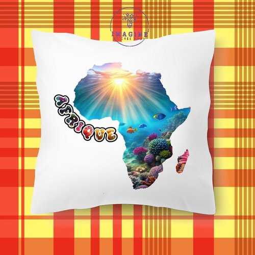 Taie personnalisé - lit - sommeil - sublimation - carte afrique - fond marin - continent - kenya - savane - baobab
