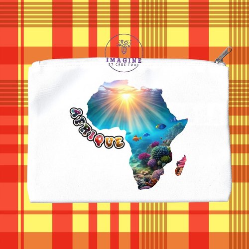 Trousse m - maquillage - sublimation - carte afrique - fond marin - continent - kenya - savane - baobab