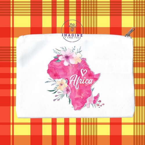 Trousse m - maquillage - sublimation - personnalisation - carte afrique - aquarelle - continent - savane - baobab