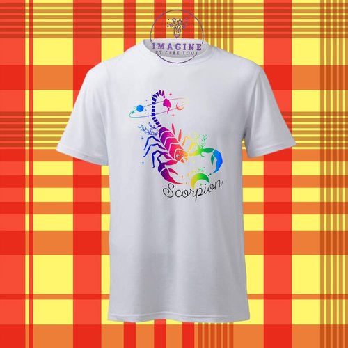 T-shirt personnalisé pour homme - ras du cou - sublimation - signe du scorpion - constellations - horoscope - galaxie